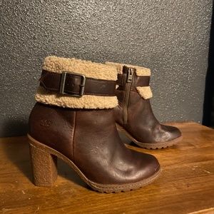 NWOT Timberland leather high heel Sherpa boots